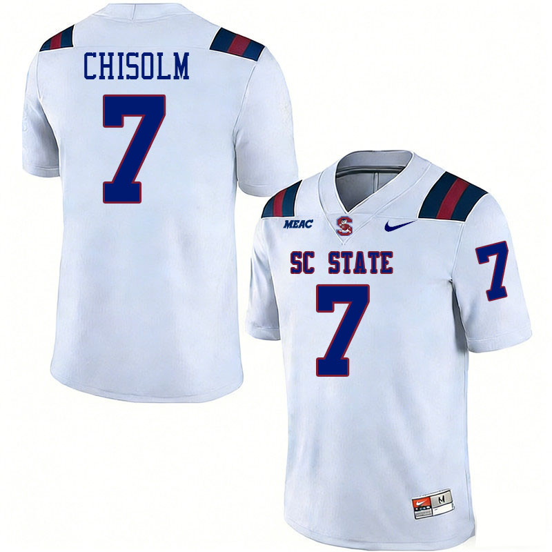 South Carolina State Bulldogs #7 Ka'Von Chisolm College Football Jerseys,Uniforms Stitched-White